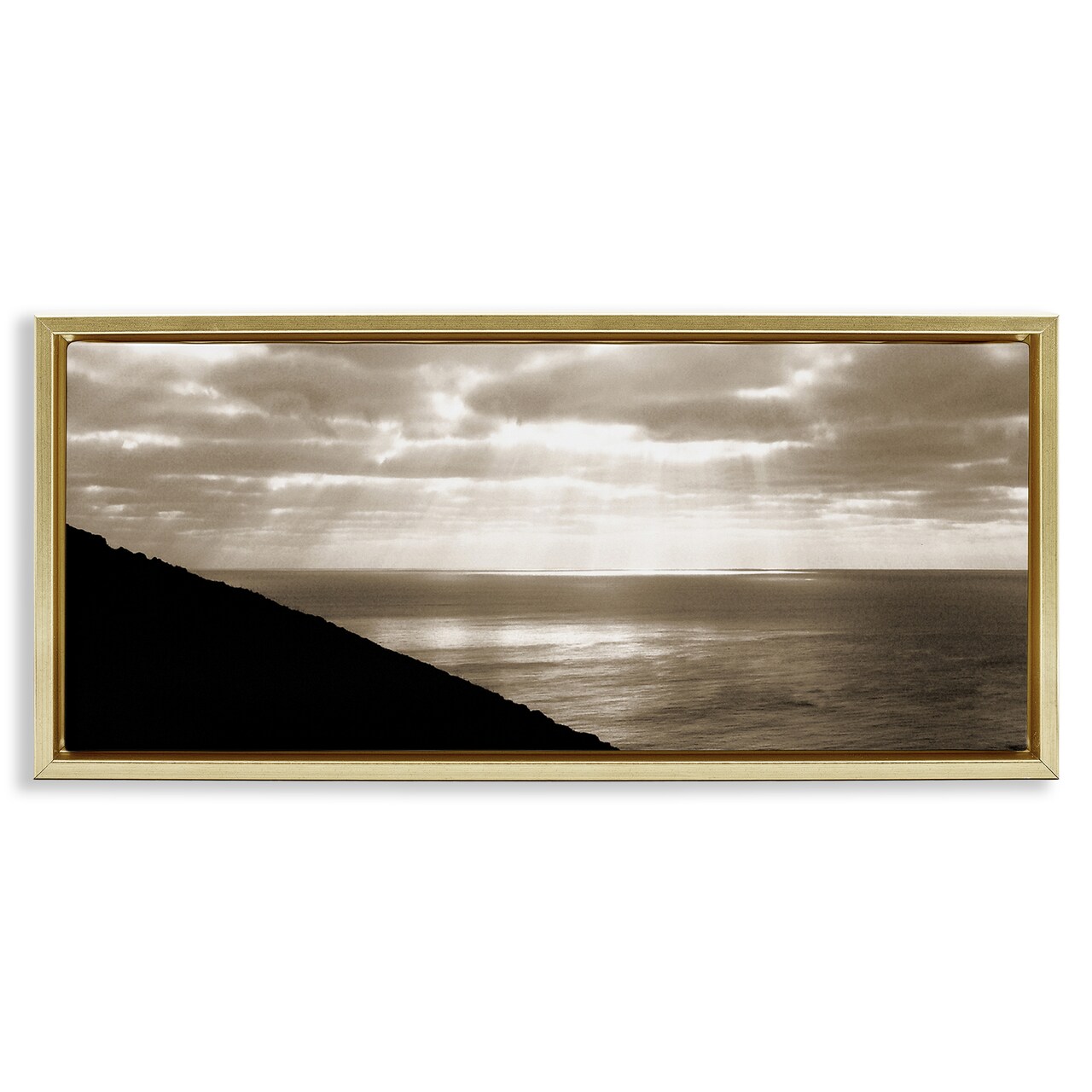 Stupell Industries Sepia Rays on Beach Framed Floater Canvas Wall Art Design by Noah Bay
